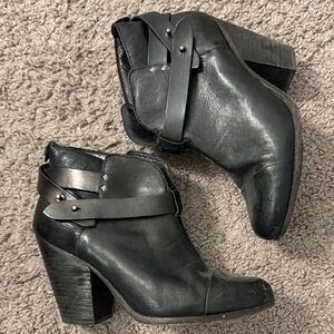 rag & bone Black Leather Strap Ankle Booties